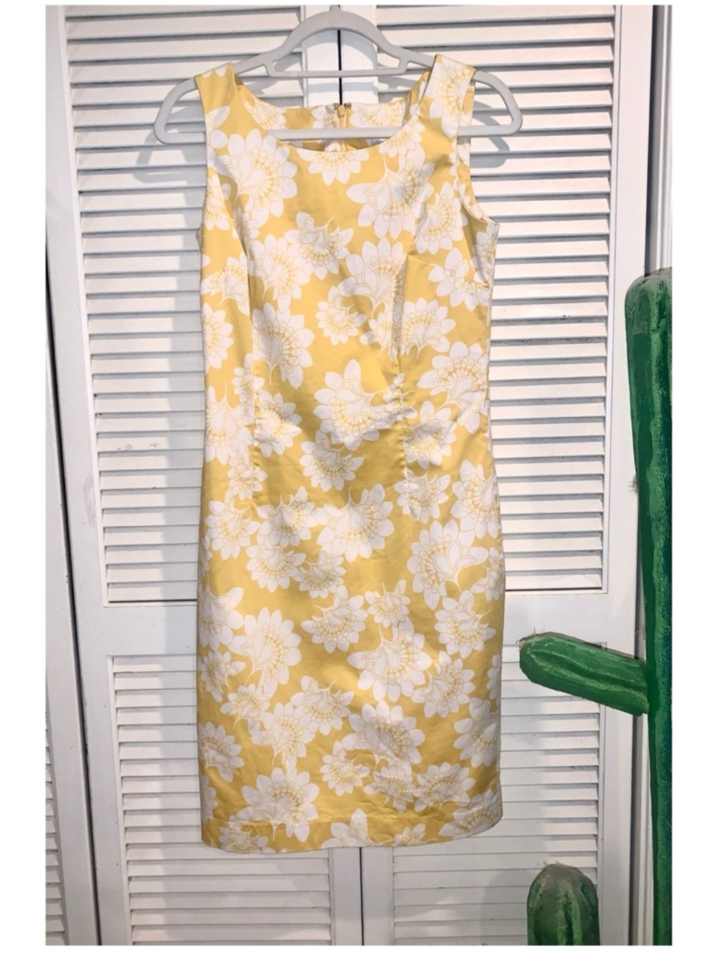 Charter Club Yellow and White Floral Midi Sheath Dress size 6